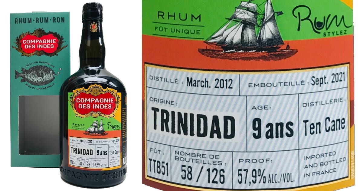 Compagnie Des Indes Trinidad 9 Years Ten Cane for Rum Stylez 70cl 57,9%Vol