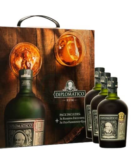 Diplomatico 3 x Reserva Exclusiva Wholesaler Pack with 3 Old Fashioned Glasses 3x70cl